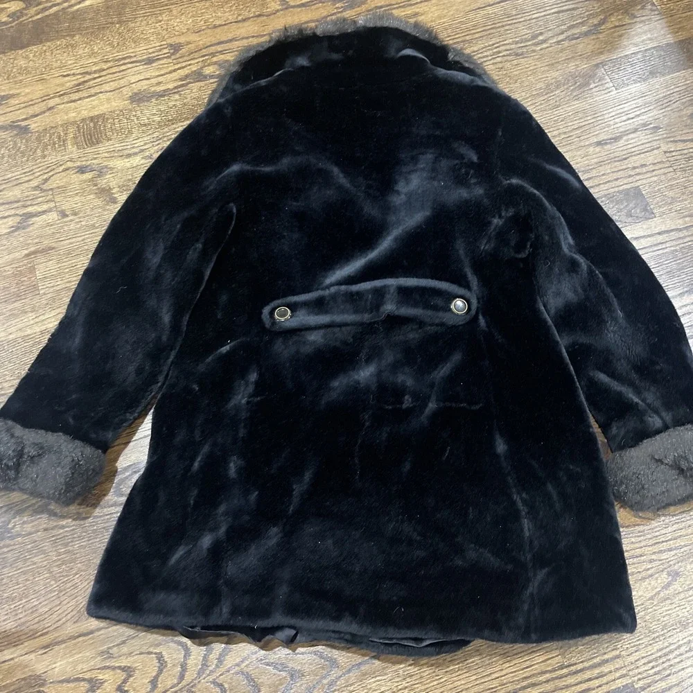 VINTAGE Borgazia‎ Coat Women's Black Faux Fur Styled by Career Originals 60s
